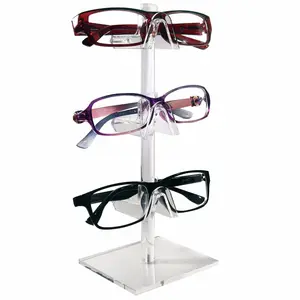 Countertop Acrylic Eyeglasses Holder Sunglass Stand Display Shelf 3 Frame Riser Frames Display Racks Stand For Sunglasses