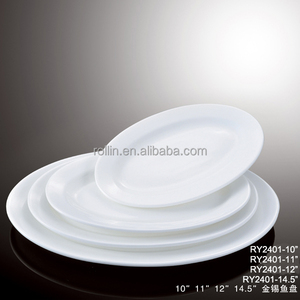 Hot vente hôtel et restaurant au <span class=keywords><strong>lave</strong></span> - vaisselle plaine blanc ovale de mariage en céramique plaques de chargeur - Product Image 1
