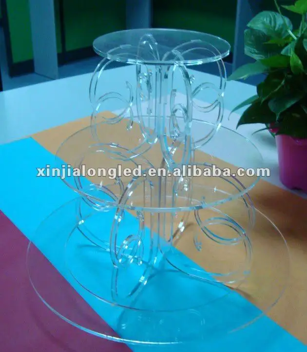 3 tiers decorative pattern to the shape of the acrylic cake holder clear acrylic cake stand