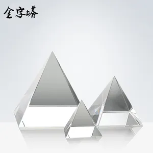 Pirámide de cristal transparente personalizada 3d, logo de grabado láser, cristal de pirámide de papel para decoración del hogar, venta al por mayor, barato