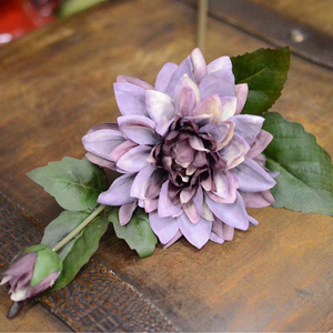 Bunga sutra Dahlia buatan berkualitas tinggi dekorasi pernikahan pernikahan buatan artifisial bunga buatan putih - Product Image 1
