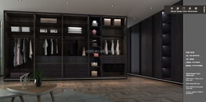 高級ファッションデザインのアルミニウムとガラスドア付きの木製フレームのワードローブ - Product Image 4