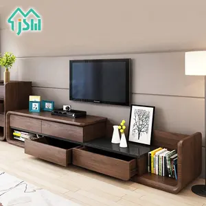 Классический дизайнерский комплект мебели, растягивающийся современный шкаф из ореха для гостиной, телевизора, дерева