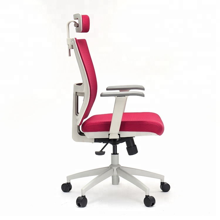Height adjustable armrest red mesh comfortable office chair with high back