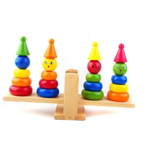 ילדי עץ איזון צעצוע חמוד צבעוני ליצן איזון משחק צעצוע