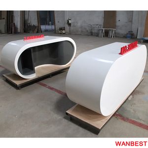 Modern Artificial Stone Curved Google Office Desk Executive Boss <strong>Computer</strong> <strong>Table</strong> Design with <strong>Cabinet</strong> - Product Image 5