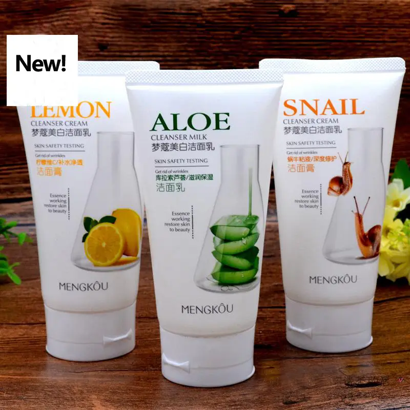 Produits nettoyants pour le visage, ml, à base d'aloe, de citron et d'escargot, nettoyant éclaircissant