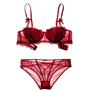 Groothandel Meisjes Sexy Halve Cup Panty Beha Comfortabel En Ademend Katoen En Nylon Materiaal Plus Size Met Gewatteerde Stijl