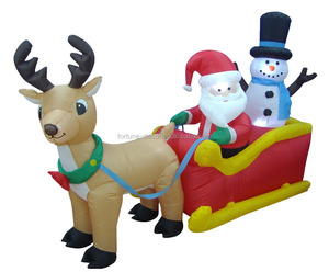 200 cm gonflable renne tirer le traîneau que père noël et bonhomme de neige sur le traîneau pour noël décoration - Product Image 1