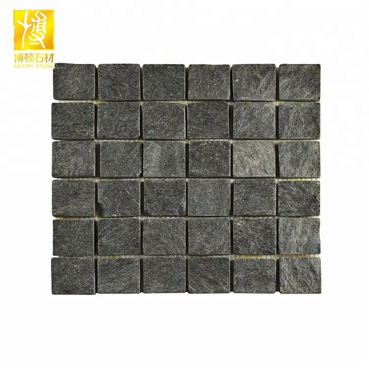 Square black marble mosaic 24x24 tiles