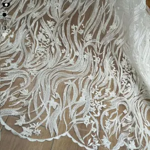 Fashion embroidery sequin pearl beaded bridal cutwork designs shawls textile machine neck floral laces fabrics