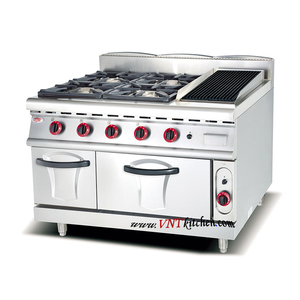 Cuisinière à gaz commerciale avec gril à 4 brûleurs et lave et armoire de four à gaz Barbecue Grill Oyster Seafood Gas Grill pour restaurant - Product Image 1