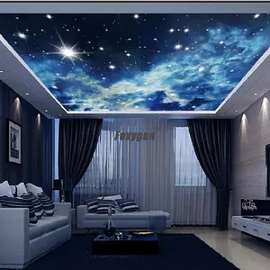 Bed Kamer Plafond Decor Night Sky Met Ster Ontwerpen Led Fiber Optic Verlichting Decoratieve Films Gedrukt Spanplafonds Film Ontwerp