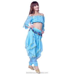 Conjunto de Ropa de Danza del Vientre <span class=keywords><strong>Egipcia</strong></span> para Mujer, Traje de Danza del Vientre, Top de <span class=keywords><strong>Manga</strong></span> <span class=keywords><strong>Larga</strong></span> y Pantalones OEM - Product Image 6