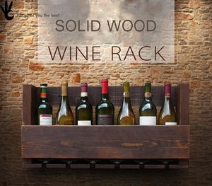 Nuevo diseño <span class=keywords><strong>de</strong></span> <span class=keywords><strong>caja</strong></span> <span class=keywords><strong>de</strong></span> <span class=keywords><strong>vino</strong></span> <span class=keywords><strong>de</strong></span> madera, vivienda usada <span class=keywords><strong>de</strong></span> madera estante del <span class=keywords><strong>vino</strong></span> montado en la pared con - Product Image 1