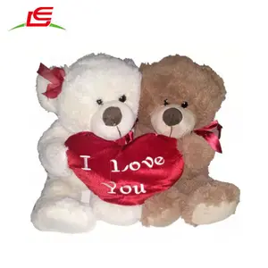 LE-D629 Paar Plüsch Braun Rotes Herz Bär Spielzeug Ich liebe dich Teddybären