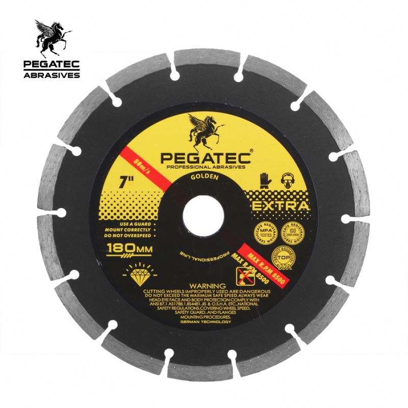 Сегментный алмазный режущий диск для бетона PEGATEC 180 мм