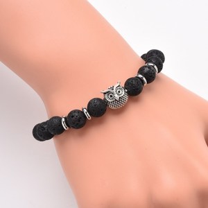 Pulsera <span class=keywords><strong>de</strong></span> plata con piedra <span class=keywords><strong>de</strong></span> Lava, cabeza <span class=keywords><strong>de</strong></span> león, búho, leopardo, <span class=keywords><strong>Spiderman</strong></span>, Perla mate, piedra Natural - Product Image 4