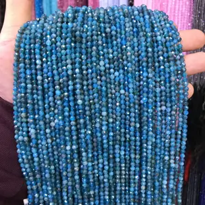 Perles d'apatite rondes à facettes, vente en gros, petites perles de pierres précieuses en vrac