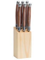 Couteau à steak Laguiole en acier inoxydable avec bloc en bois
