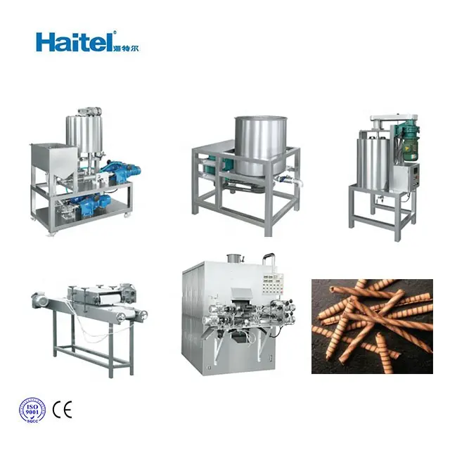 Automatic confectionery chocolate wafer hollow stick egg roll making machine