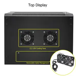 19 pulgadas diseño puerta de cristal frontal coffret 6u 9u 20u rack de servidores con ventilador estante