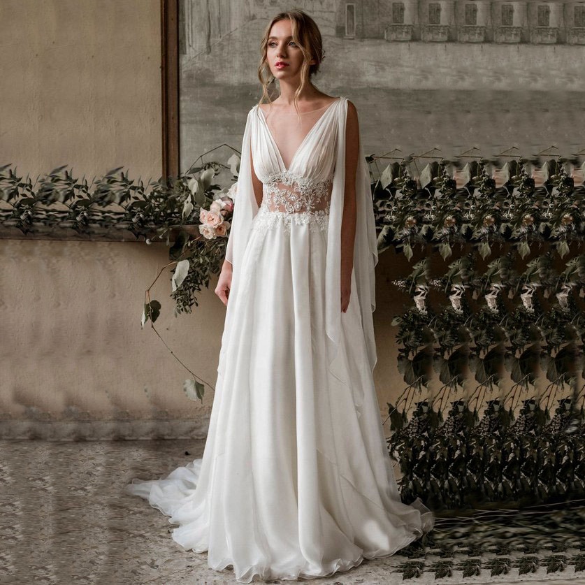 Shop Our Top 10 Designers Chiffon Illusion Beach Tunisian Wedding Dress