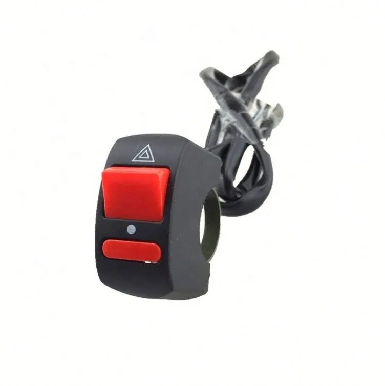 12v 7/8" 22mm 25mm Motorcycle CNC ON-OFF LED Momentary/Lock Switches Hazard Handlebar Waterproof Grip Switch Kit Headlight