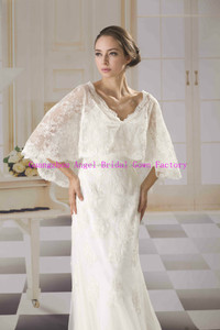 2015 guangzhou vestidos de novia precio barato del cordón del vintage Una línea con AG034 bolero desmontables - Product Image 3