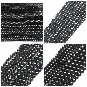 <span class=keywords><strong>Spinelle</strong></span> noire naturelle ronde de qualité A perle de pierre précieuse bijoux en pierre semi-précieuse bracelet et collier à bricoler soi-même - Product Image 5
