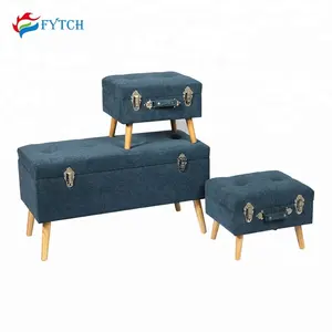 FYT115 Fuzhou Fytch Set 3 tela del asiento al por mayor dormitorio casa Centro Azul Marino elegante taburete