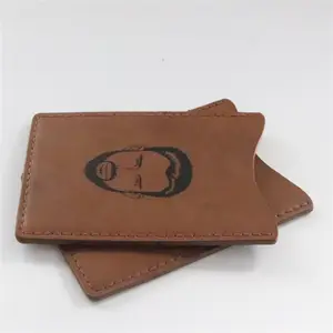 Wholesale Stylish Custom Logo Leather Printed Small PU Pouch Leather ID Card Holder For Coin Car Key