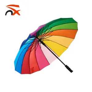 Оптовая продажа, автоматический зонт для внутреннего дворика радужного цвета с 16 ребрами