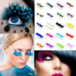 Faux-cils en forme de plume multicolores, à pois, longs, fantaisie, accessoire de maquillage, 1 pièce