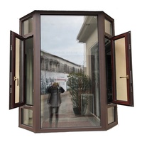 Ventana Francesa de Estilo Moderno Filipino con Acabado de Madera, Ventana de Arco de Aluminio