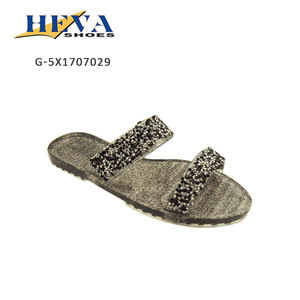 Sandali in gelatina a due cinturini moda <span class=keywords><strong>donna</strong></span> sandali piatti con strass punta aperta <span class=keywords><strong>Glitter</strong></span> - Product Image 4