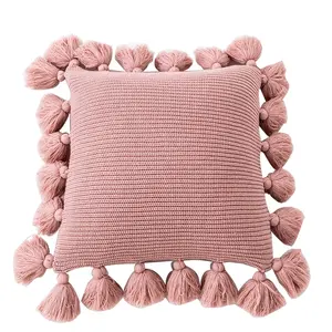 Fait Main de luxe Canapé Décoratif Coussin Tricot Avec Pompon