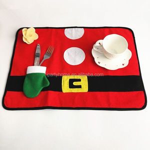 <strong>Christmas</strong> and New Year <strong>Round</strong> <strong>Tablecloth</strong> and Mat Decoration Felt Home Usage Supplies Model Shaped Packaged in Bags - Product Image 4