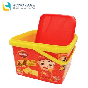 Eco amigable logotipo personalizado desechable durable IML cuadrado de plástico de 600g cracker contenedor galletas contenedor de caja de embalaje - Product Image 1