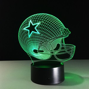 Dallas Cowboys Nfl Tùy Chỉnh 7-Màu Sắc Thay Đổi <span class=keywords><strong>3D</strong></span> <span class=keywords><strong>LED</strong></span> Ánh Sáng Hiện Đại ABS Mũ Bảo Hiểm Ánh Sáng Ban Đêm Cảm ứng-Powered Chiếu Pin Trung - Product Image 4
