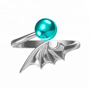Bat mountings ring 925 sterling silver wing Cultured pearl moti rings adjustable open finger ring mounted jewelry for DIY