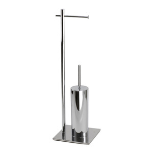 Cross Shape Round Metal Tube <b>Toilet</b> <b>Brush</b> Holder with Paper Holder - Product Image 3