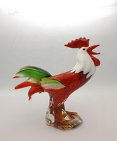 Figurines antiques de coq en verre de Murano soufflé à la main pour décorations de Noël