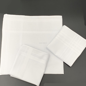 نسيج قطني ناعم رجالي الأبيض عالية الجودة الساتان الجملة منديل قطن - Product Image 1