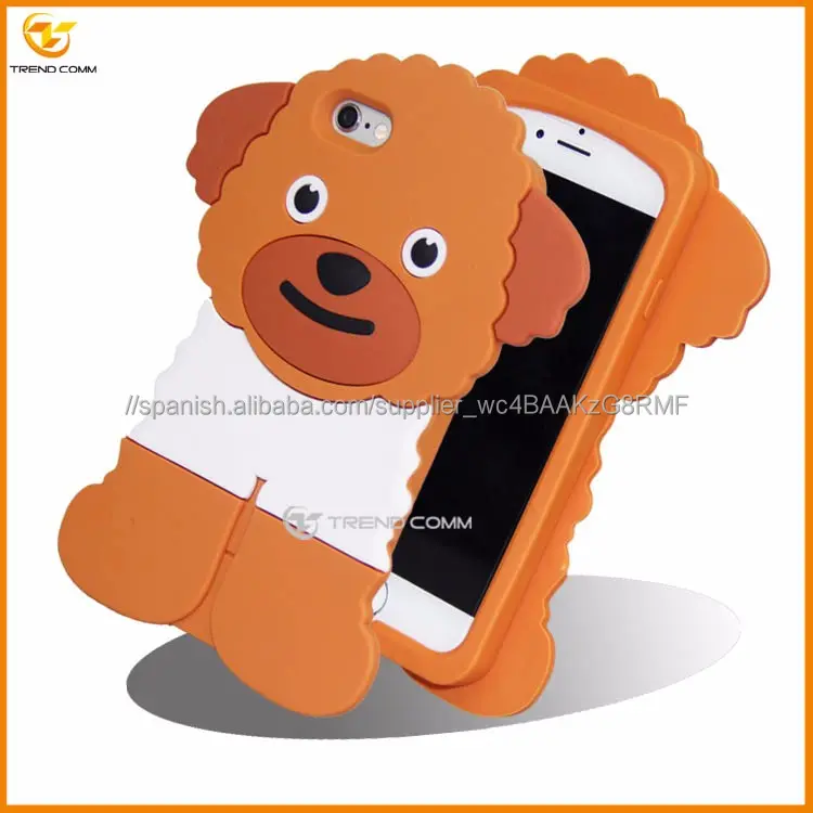Ventas al por mayor linda del perro de Caniche de silicona caso de la contraportada para el iphone 6