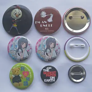 Wholesale no minimum logo offset printing blank metal tin tinplate 58mm cheap magnetic pin custom button badge for promotion