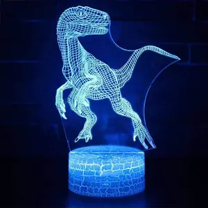 Dinosaurus Lampu Malam untuk Anak-anak Natal Hadiah Ulang Tahun Indoraptor Mainan 3D Ilusi Lampu Hewan Light LED Lampu Meja Hadiah