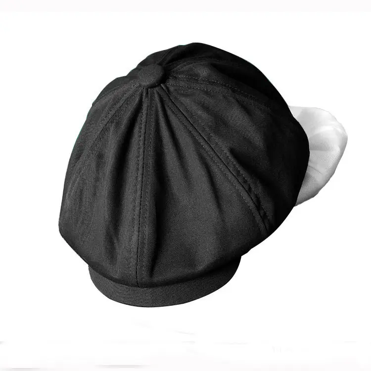 Gentleman Mens Black Beret French 8 Panel Berets Newsboy Cap Hat