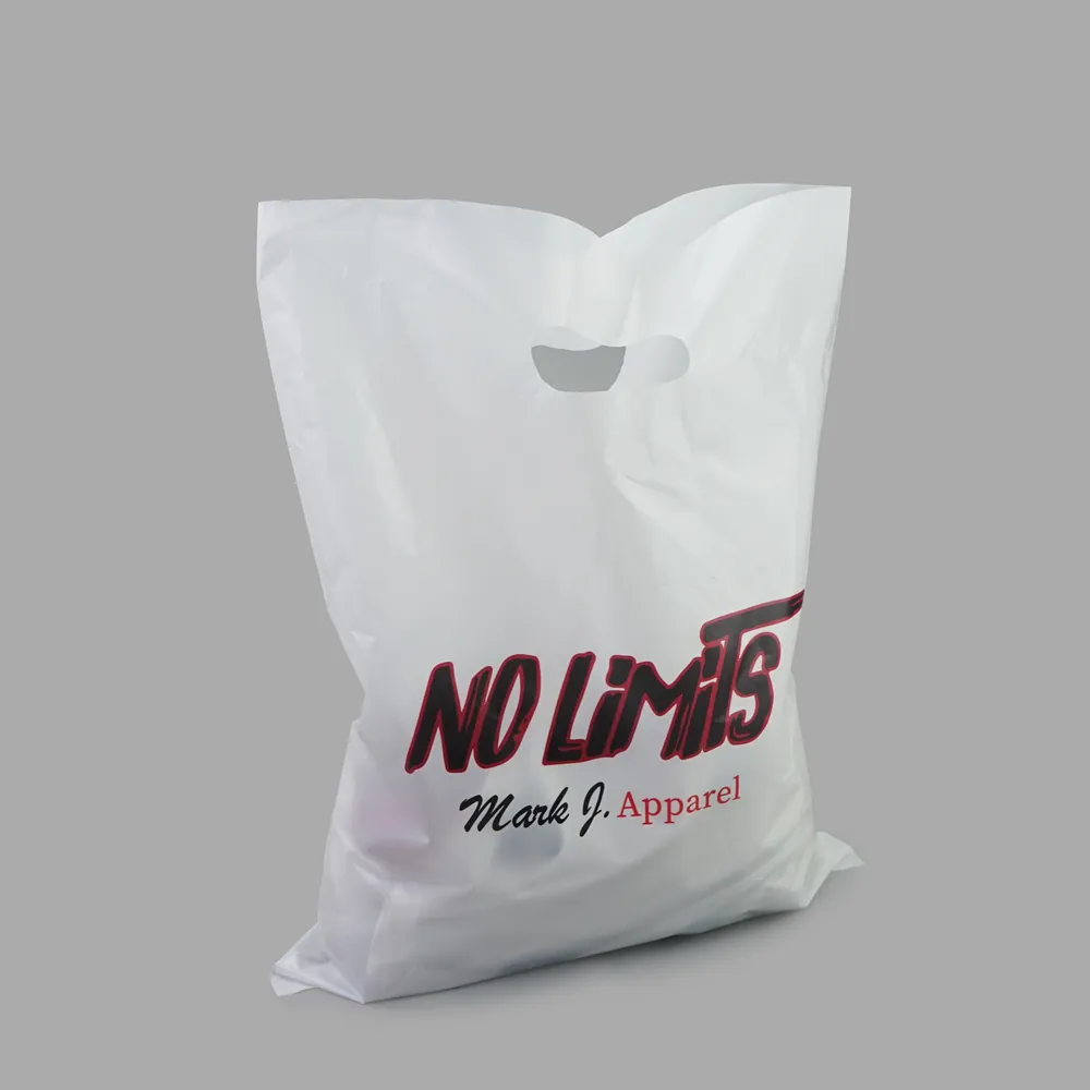 कस्टम मुद्रित Ldpe एचडीपीई मर कट संभाल ले के साथ पाली परिधान प्लास्टिक माल उपहार पैकेजिंग पॉलिथीन शॉपिंग बैग लोगो