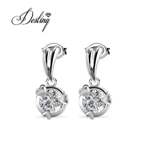 Adorabili <span class=keywords><strong>orecchini</strong></span> a bottone in argento Sterling 925 dasini impreziositi da gioielli con cristalli <span class=keywords><strong>Swarovski</strong></span> miglior regalo di Natale per ragazza - Product Image 3